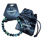 Pulsera Agata NegraTeñida Verde Bola 8 mm.