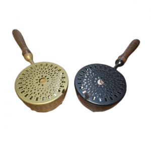 Quemador Metálico Grande con Mango de Madera – Tapa Extraíble