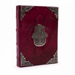 Cuaderno Grimorio Bronceado Rojo Fuerte - Hamsa de Zinc con Bordes