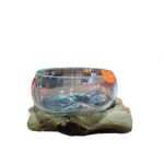 1.Cuenco de Cristal sobre Base de Madera Natural