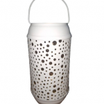 Farolillo Porta Vela Cilíndrico Blanco Calado con Asa