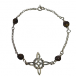 Pulsera Ojo de tigre y Nudo de brujas -Plata