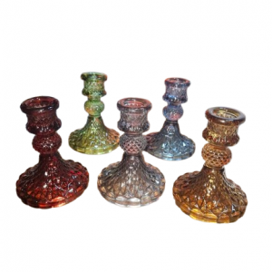 Portavelas de Cristal Labrado para Vela de Bujía