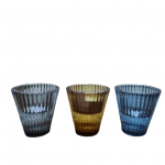 Portavelas de Cristal Rayado para Velas de Té